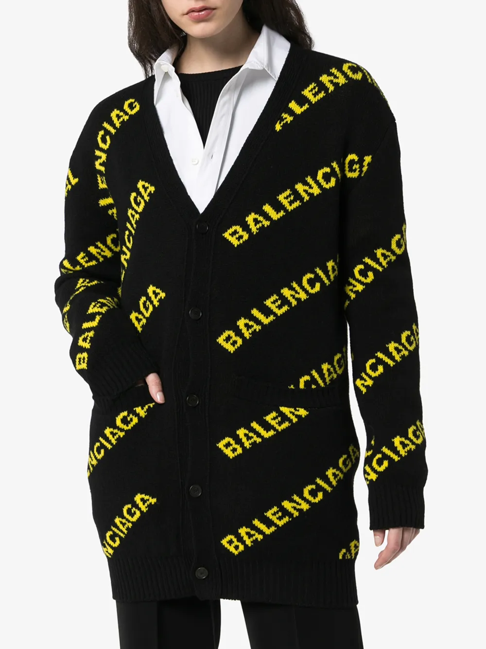 BALENCIAGA LOGO KNIT CARDIGAN,555280T1473107514535054
