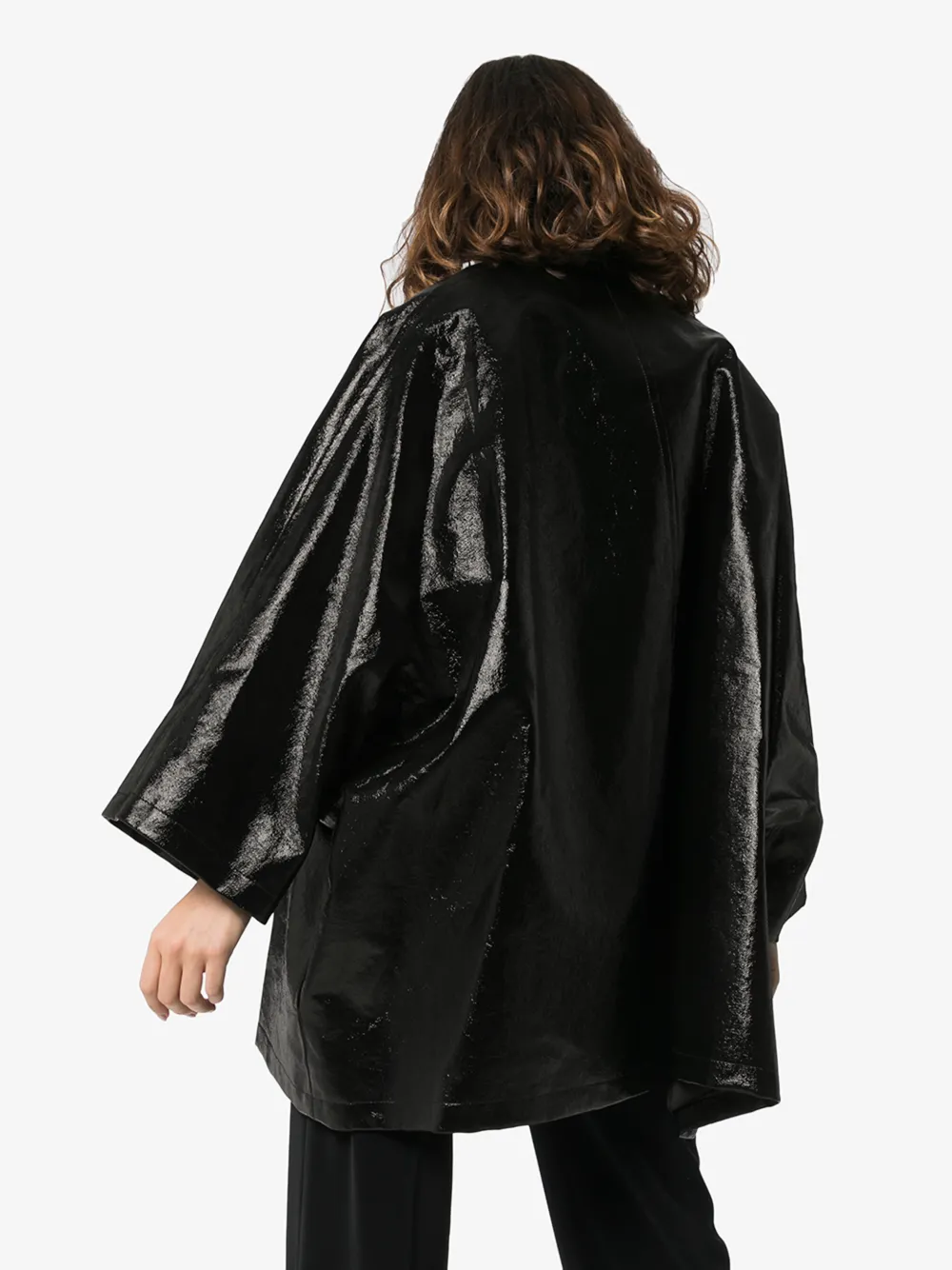 BALENCIAGA FAUX LEATHER OPERA COAT,600147TGW3314535091