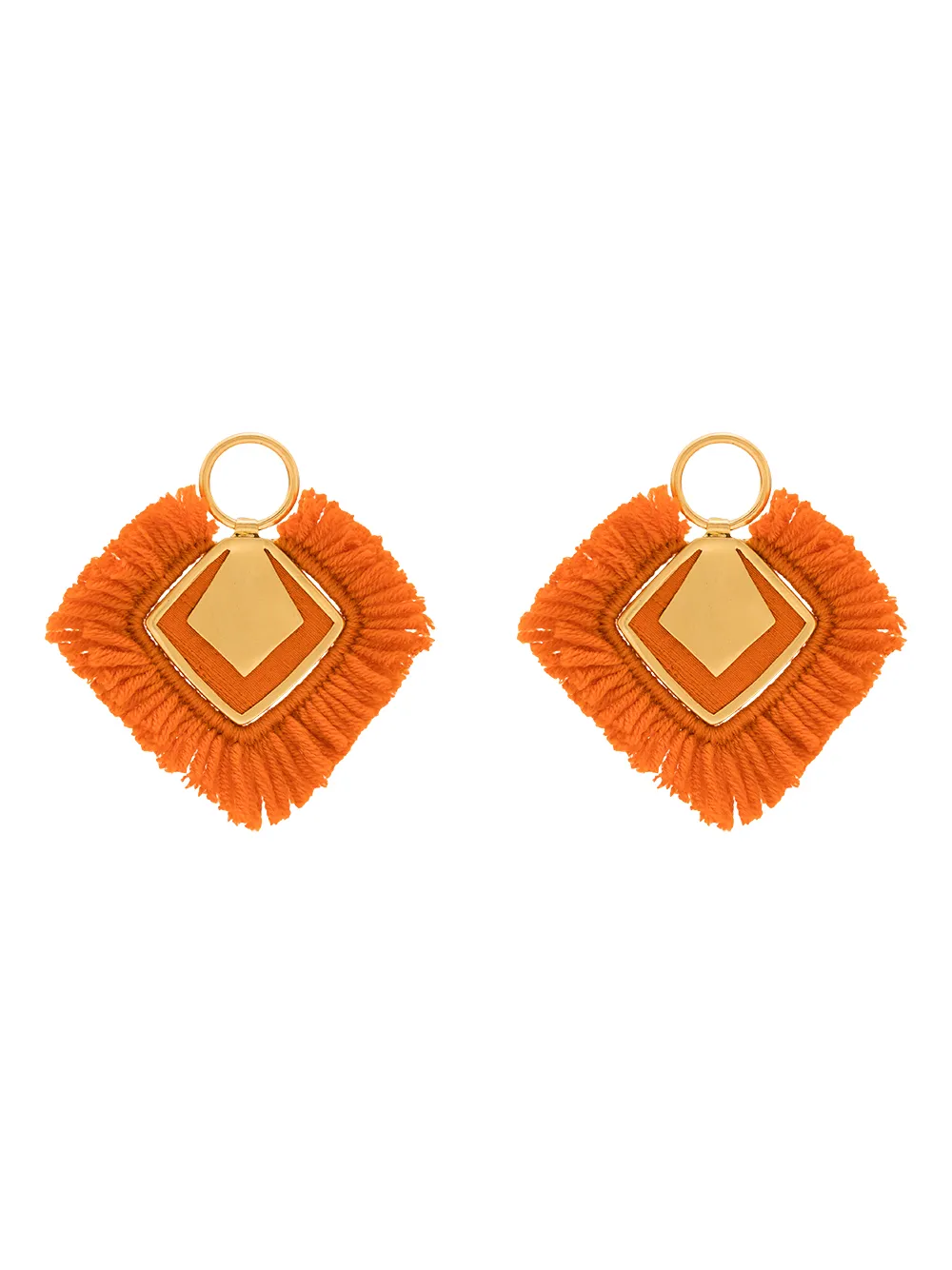 Katerina Makriyianni 24k Gold-plated Fringed Wool Earrings In Orange ,gold