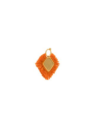 24K gold-plated silver and orange wool earrings展示图