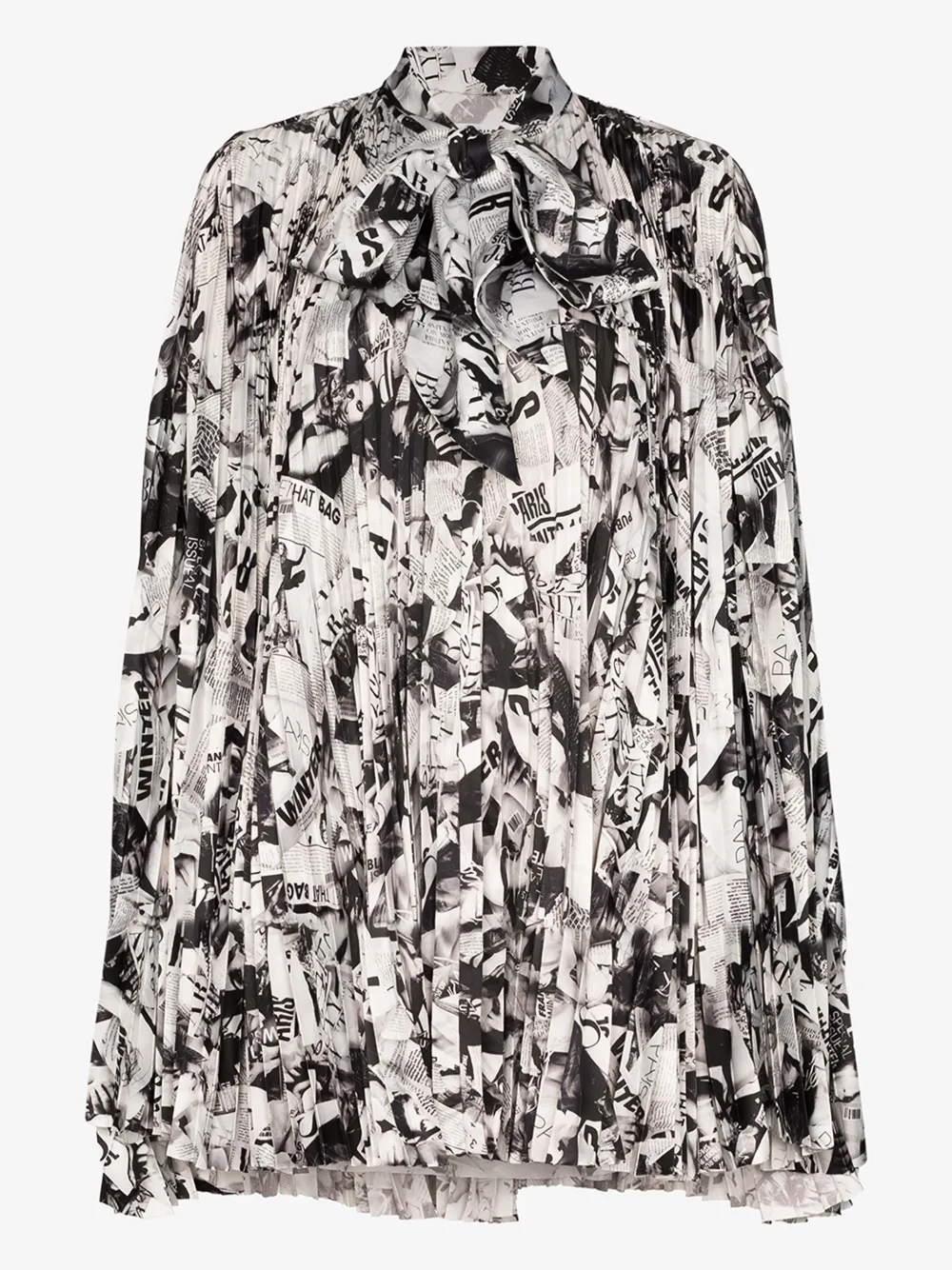 BALENCIAGA MAGAZINE PRINT PLEATED MINI DRESS,601106TGL2314535148