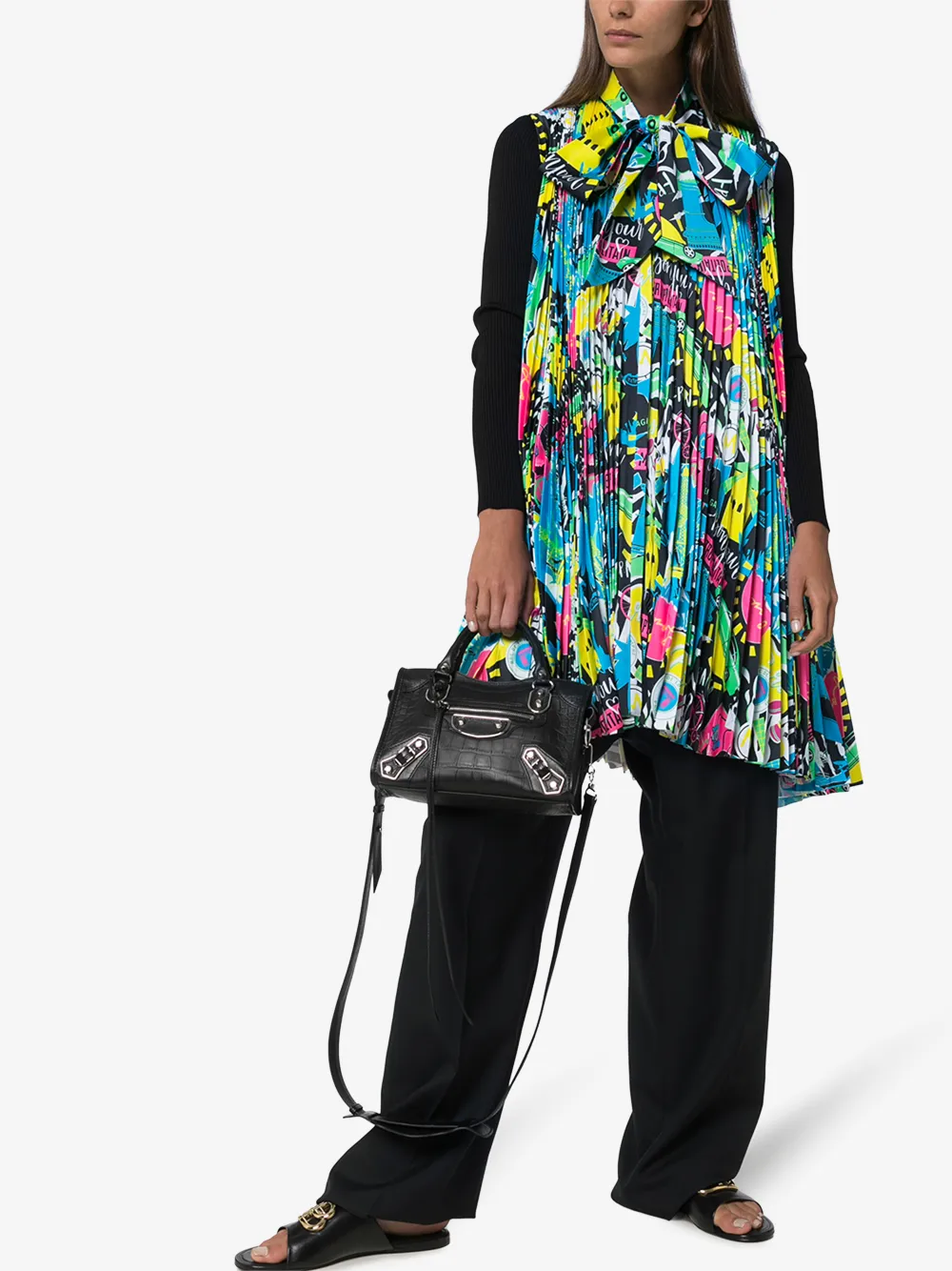 BALENCIAGA BALENCIAGA PARIS CITY PLEATED SHIRT DRESS,601108TGLE6104514535149