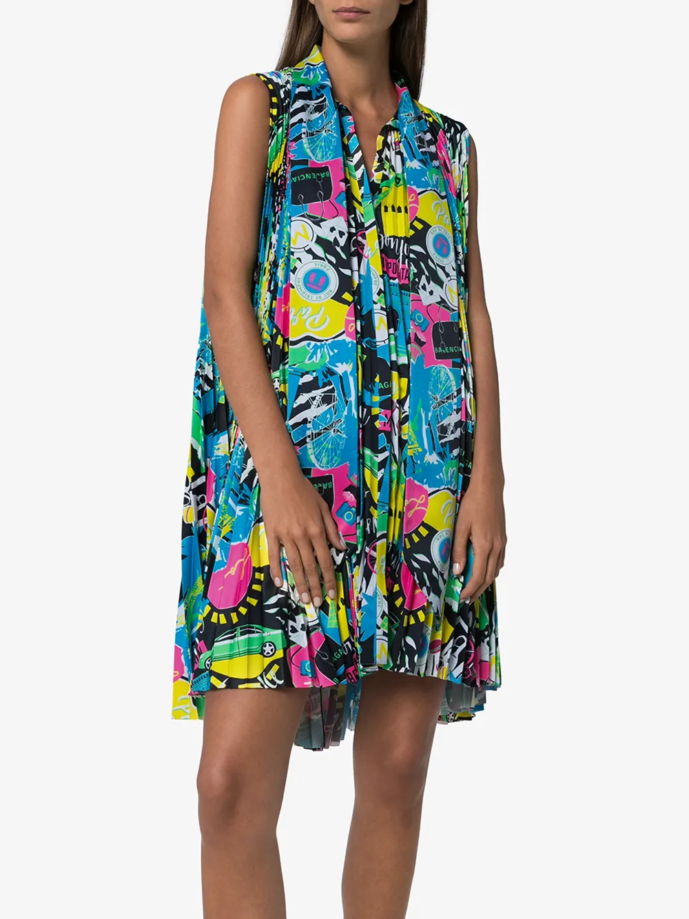 BALENCIAGA BALENCIAGA PARIS CITY PLEATED SHIRT DRESS,601108TGLE6104514535149