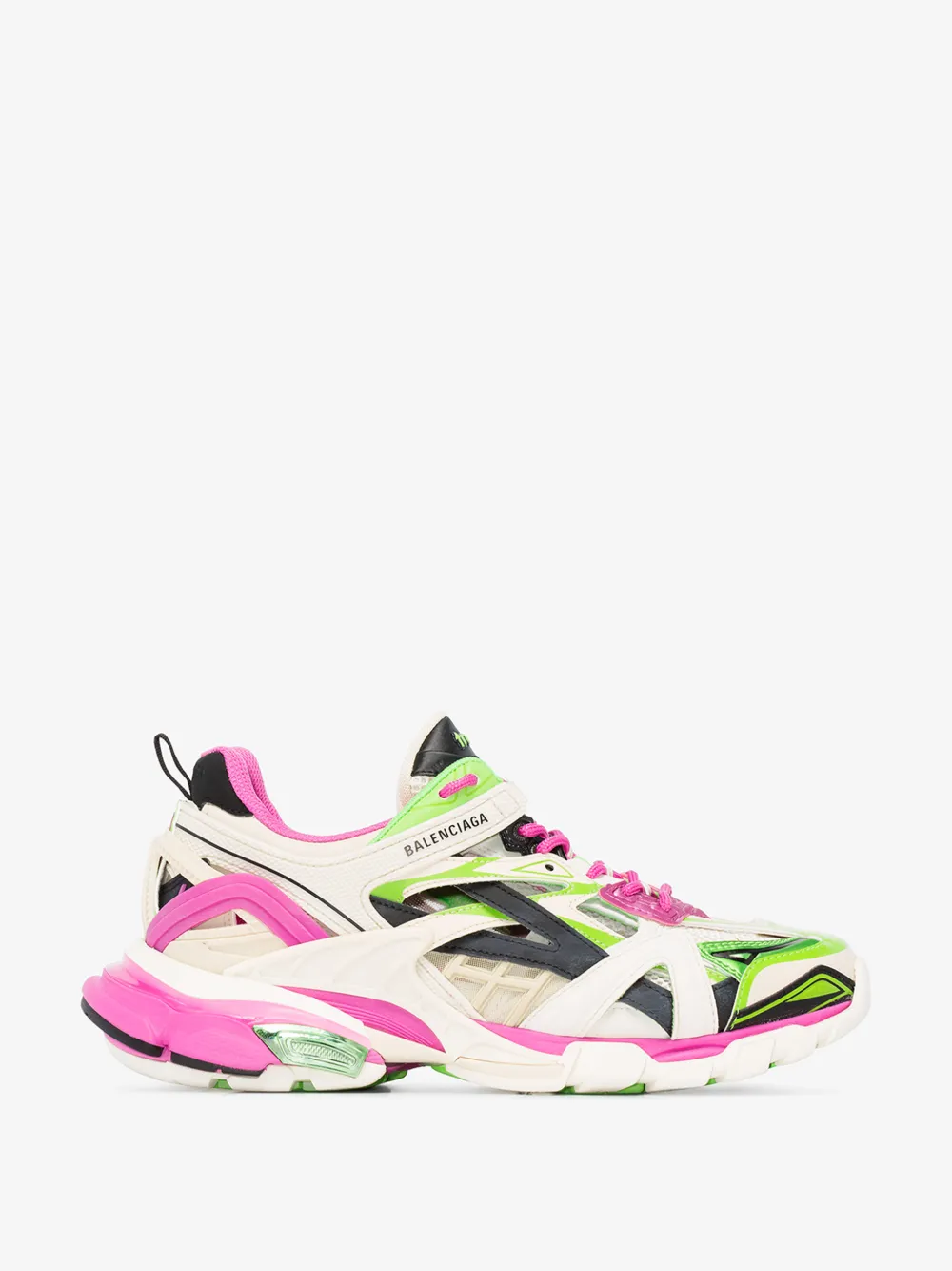 Balenciaga Track 2 Open Metallic Sneakers In White