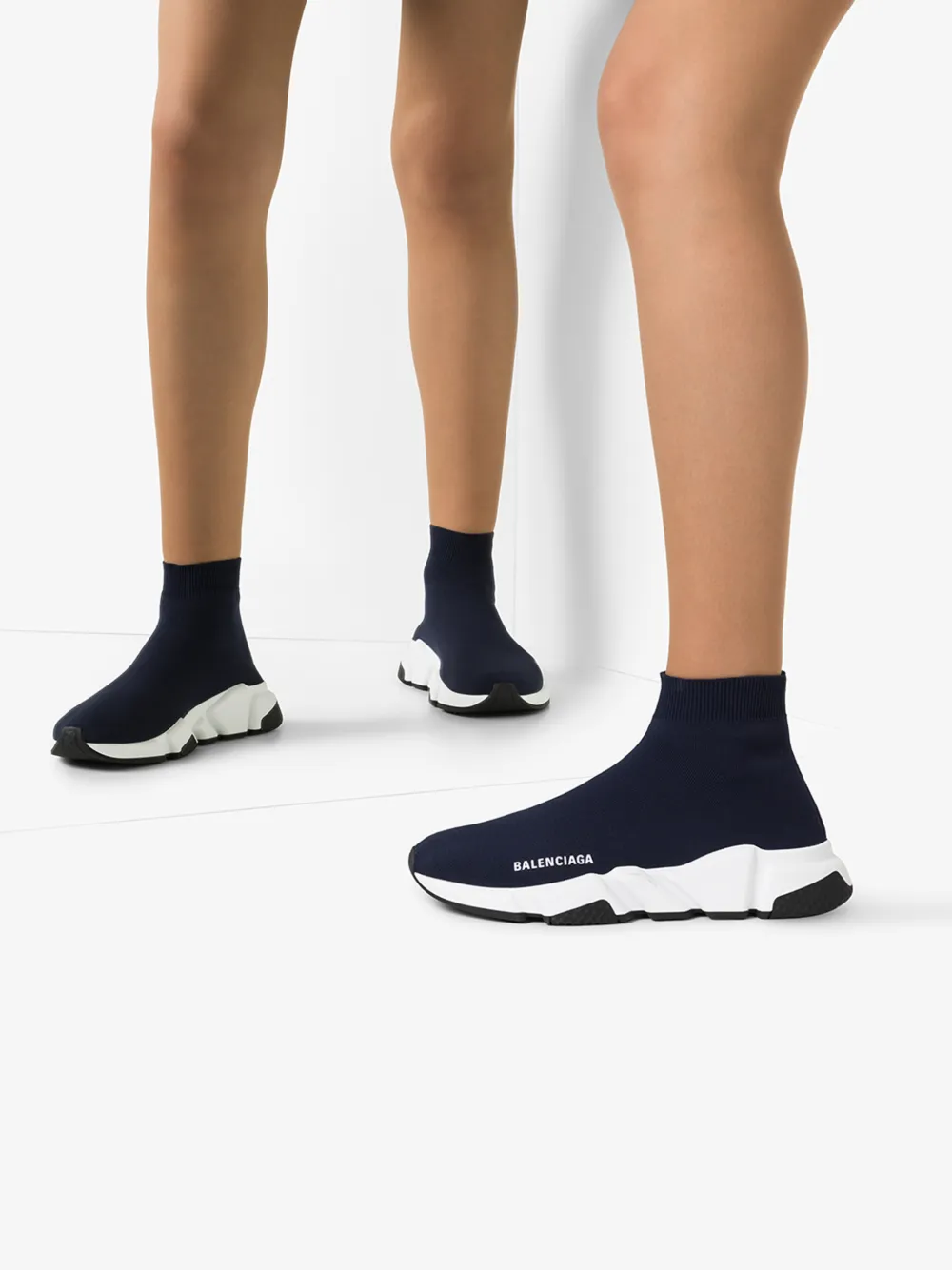 BALENCIAGA NAVY BLUE SPEED SOCK SNEAKERS,587280W170214535186