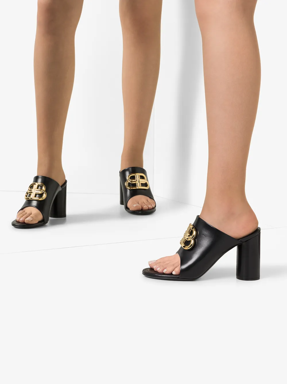 BALENCIAGA BALENCIAGA BLACK OVAL 90 LEATHER SANDALS,604065WA8F914535301