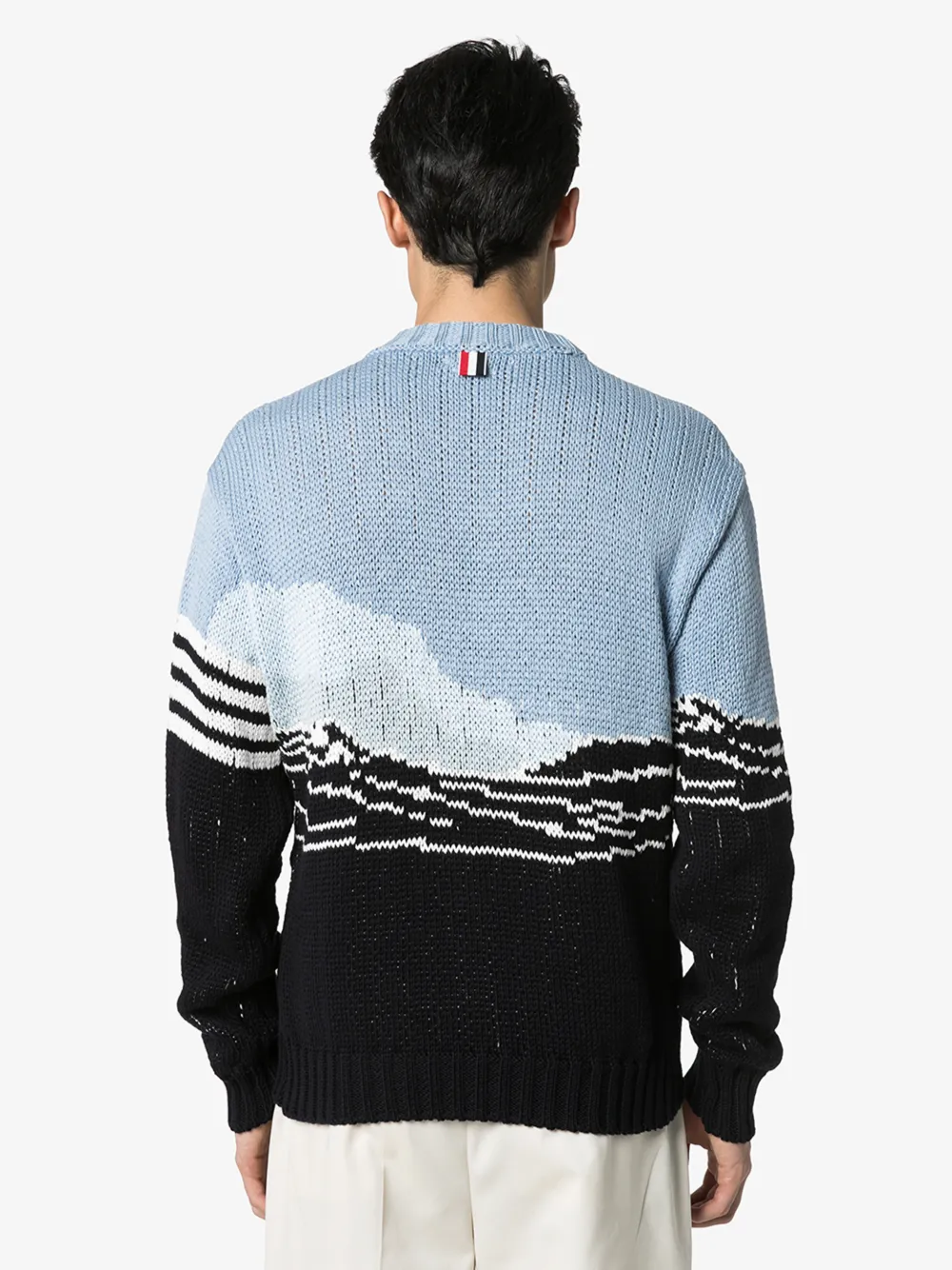 THOM BROWNE THOM BROWNE MENS BLUE DOLPHIN SCENE COTTON SWEATER,MKA274A0021914535446