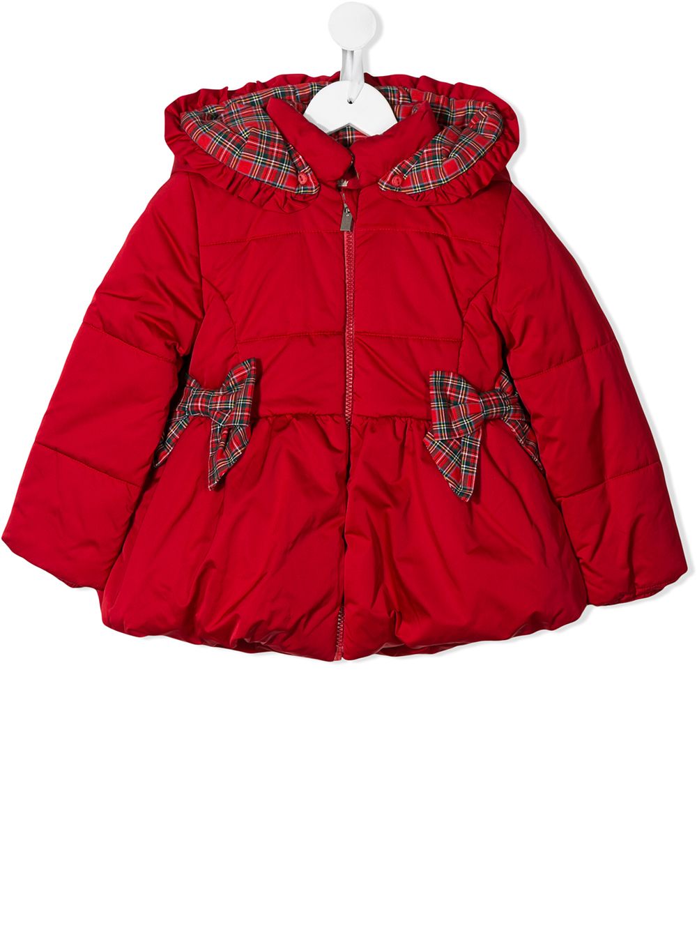 Lapin House Kids' Tartan Pattern Detail Padded Coat In Red