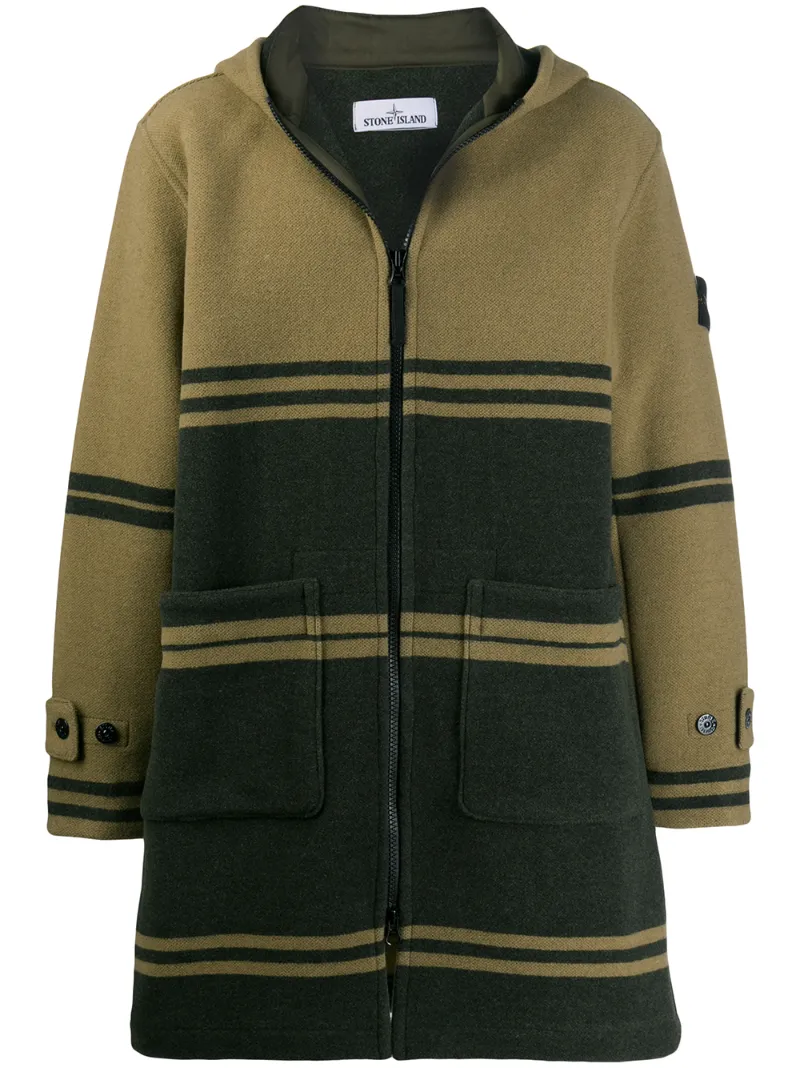 Stone Island Coats STRIPED HOODED COAT