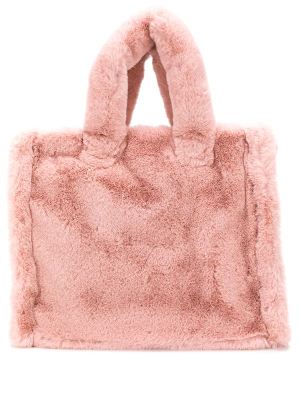 pink fur tote bag