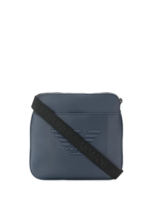 emporio armani embossed logo messenger bag