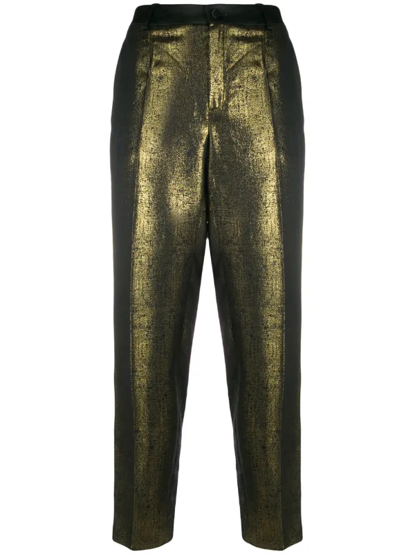 gold metallic trousers