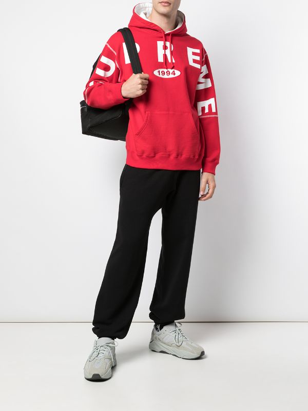 supreme spread logo hooded sweatshirt red