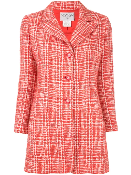 Manteau court à carreaux - CHANEL Pre-Owned - Modalova