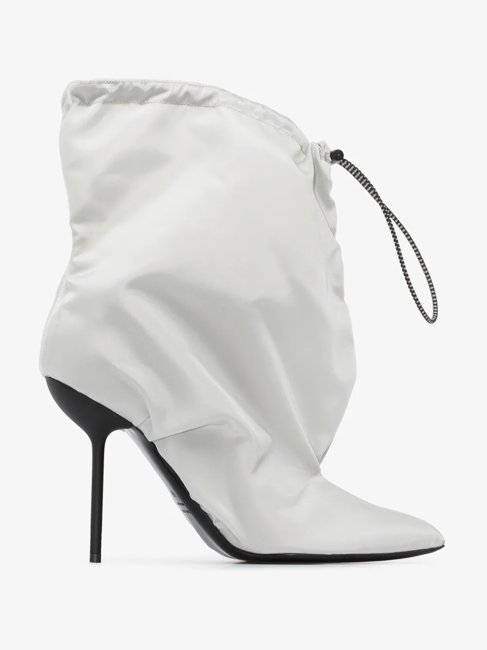 BEN TAVERNITI UNRAVEL PROJECT GREY 100 DRAWSTRING ANKLE BOOTS,UWIA062R20FAB001010014539876