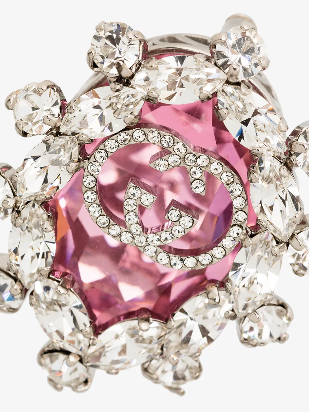 GUCCI PINK CRYSTAL GG LOGO CLIP ON EARRINGS,608502I476914539898