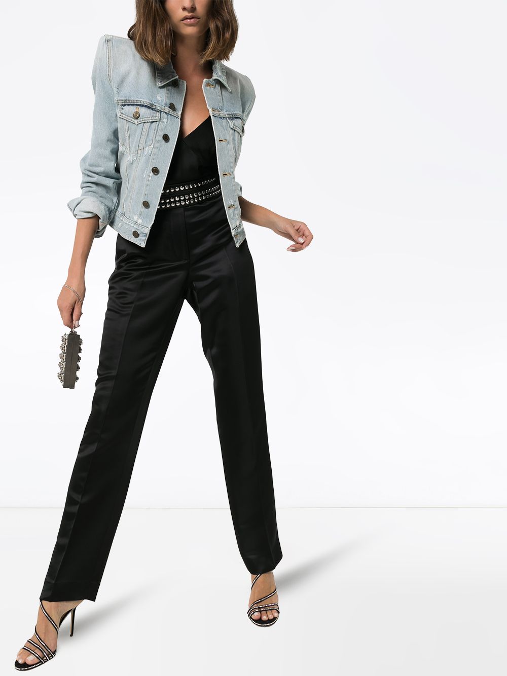 фото Saint Laurent джинсовая куртка с объемными плечами