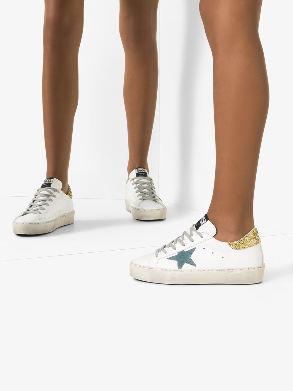 фото Golden goose кеды high star с блестками