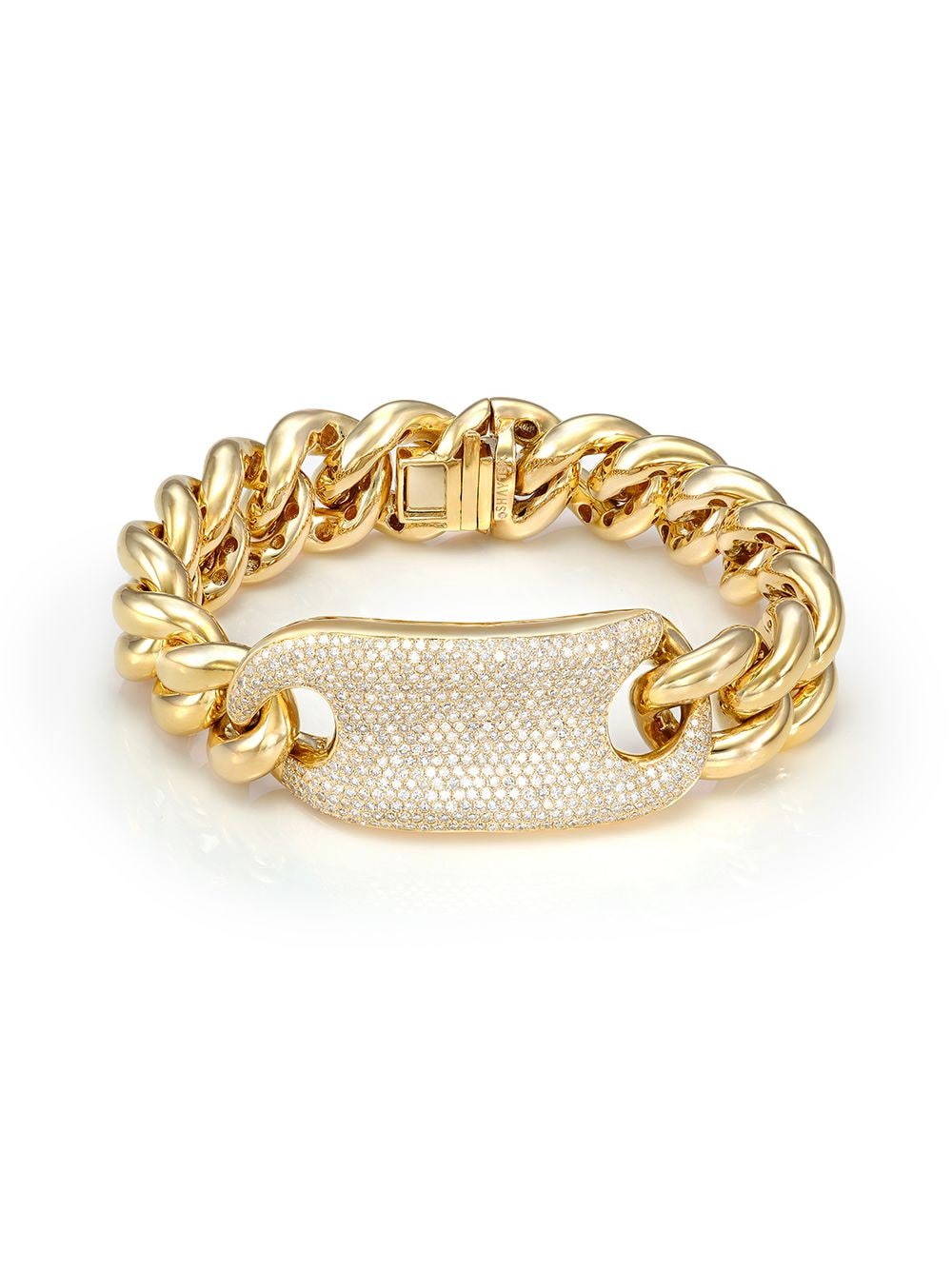 фото Shay 18k yellow gold jumbo link diamond tag bracelet