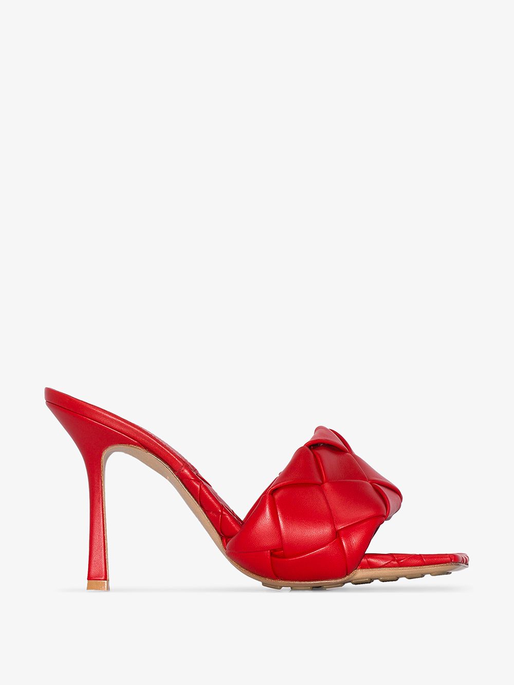 Bottega Veneta The Lido Intrecciato Leather Mules In Red