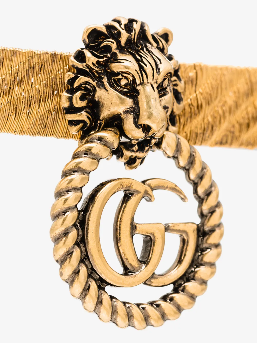 gucci gg 狮子头造型手链 in gold | modesens