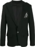 Balmain hooded logo patch blazer - Black