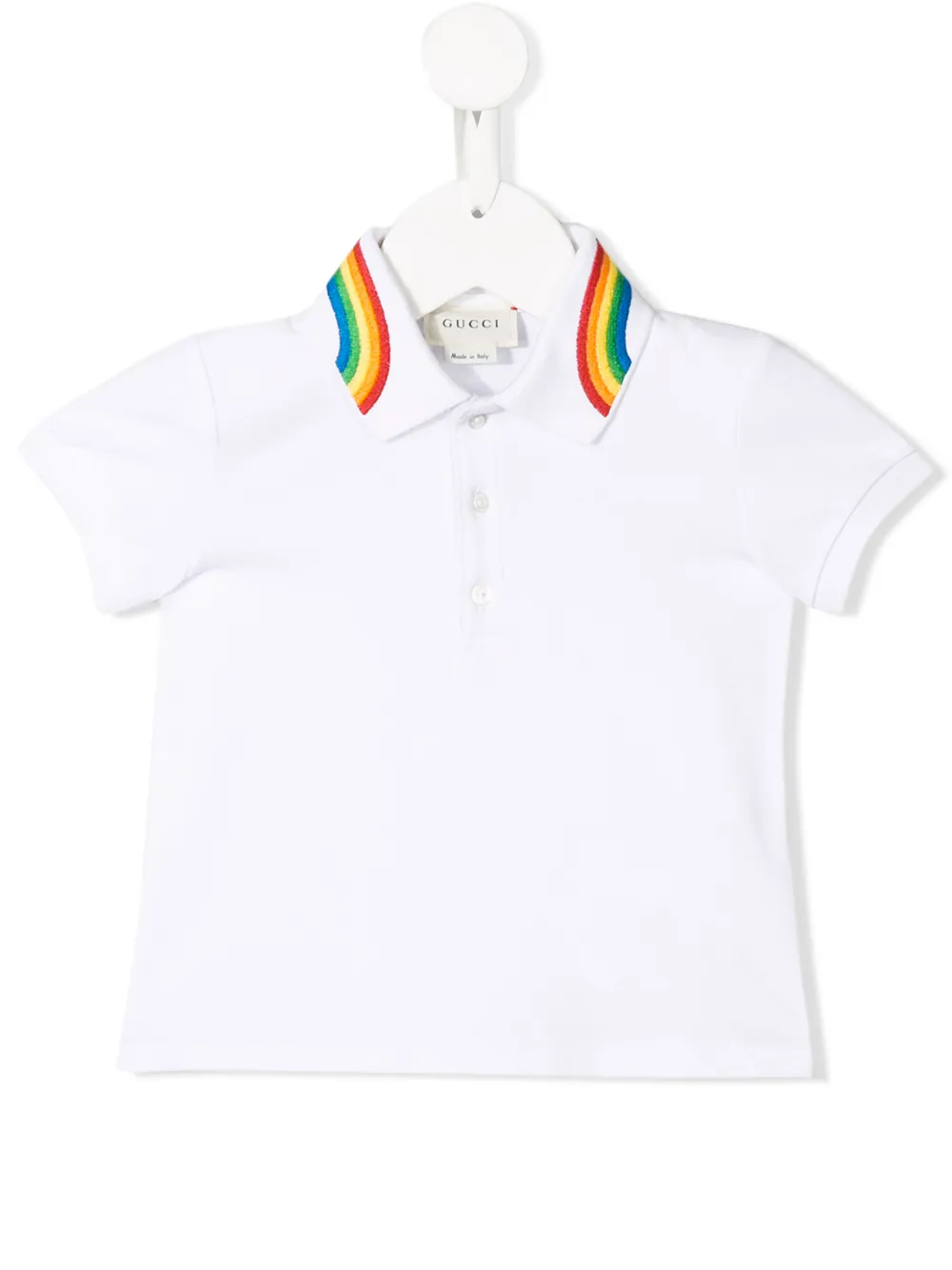 Gucci Babies' Rainbow Embroidered Collar Polo Shirt In White ModeSens