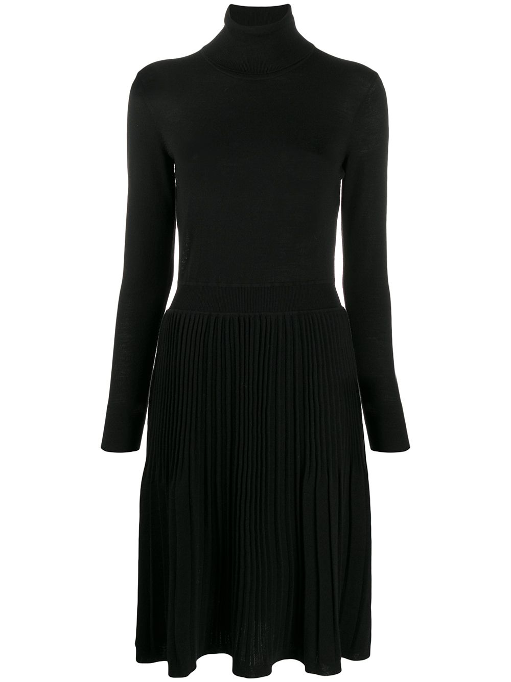 Calvin Klein Pleated Turtleneck Dress In Bds Calvin Black | ModeSens