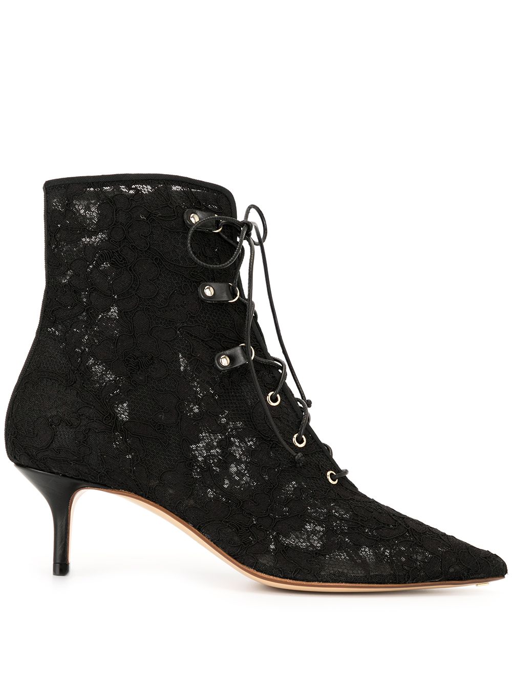 фото Francesco Russo Lace Kitten Heel Bootie with Lace-up