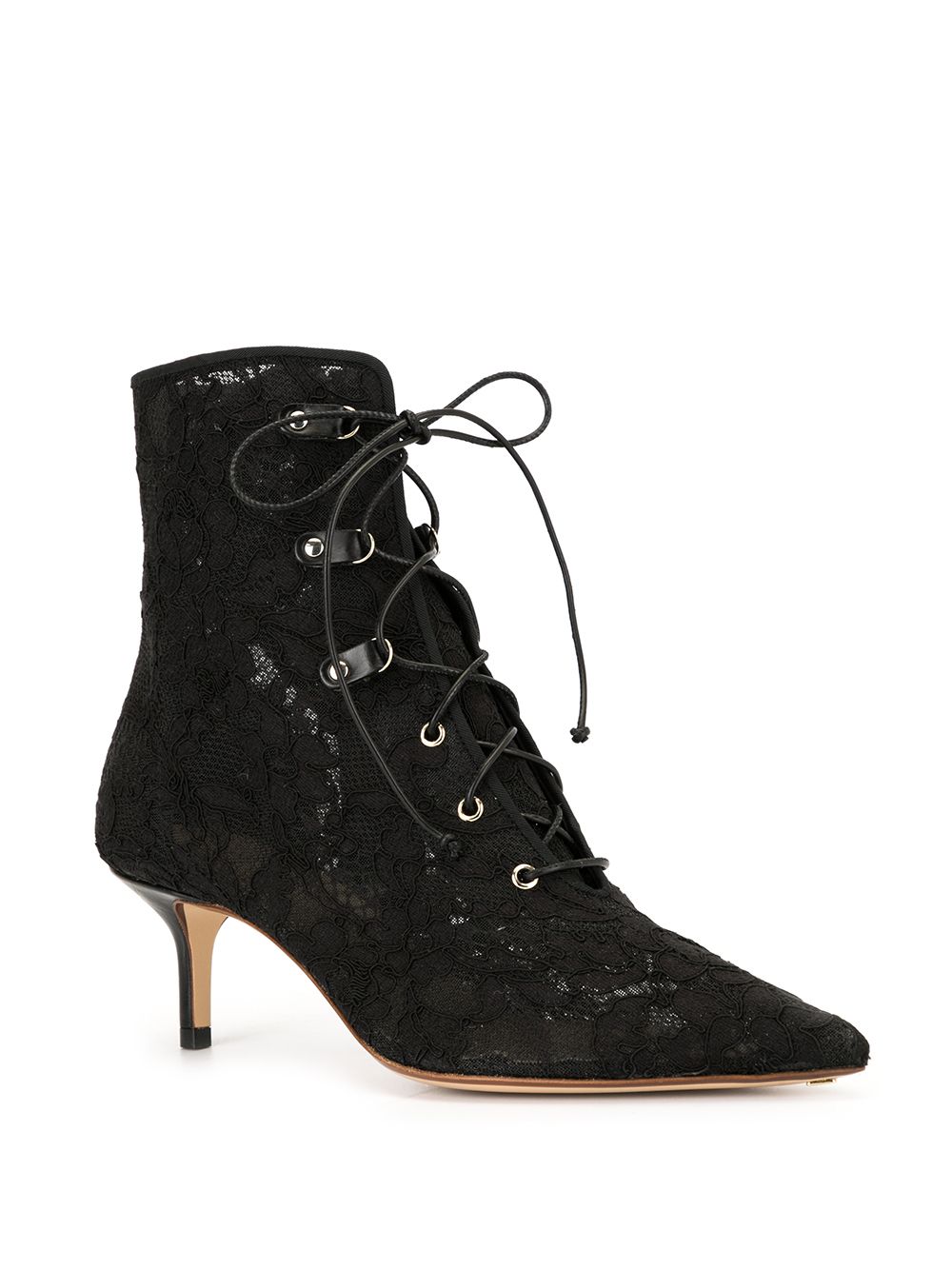 фото Francesco Russo Lace Kitten Heel Bootie with Lace-up