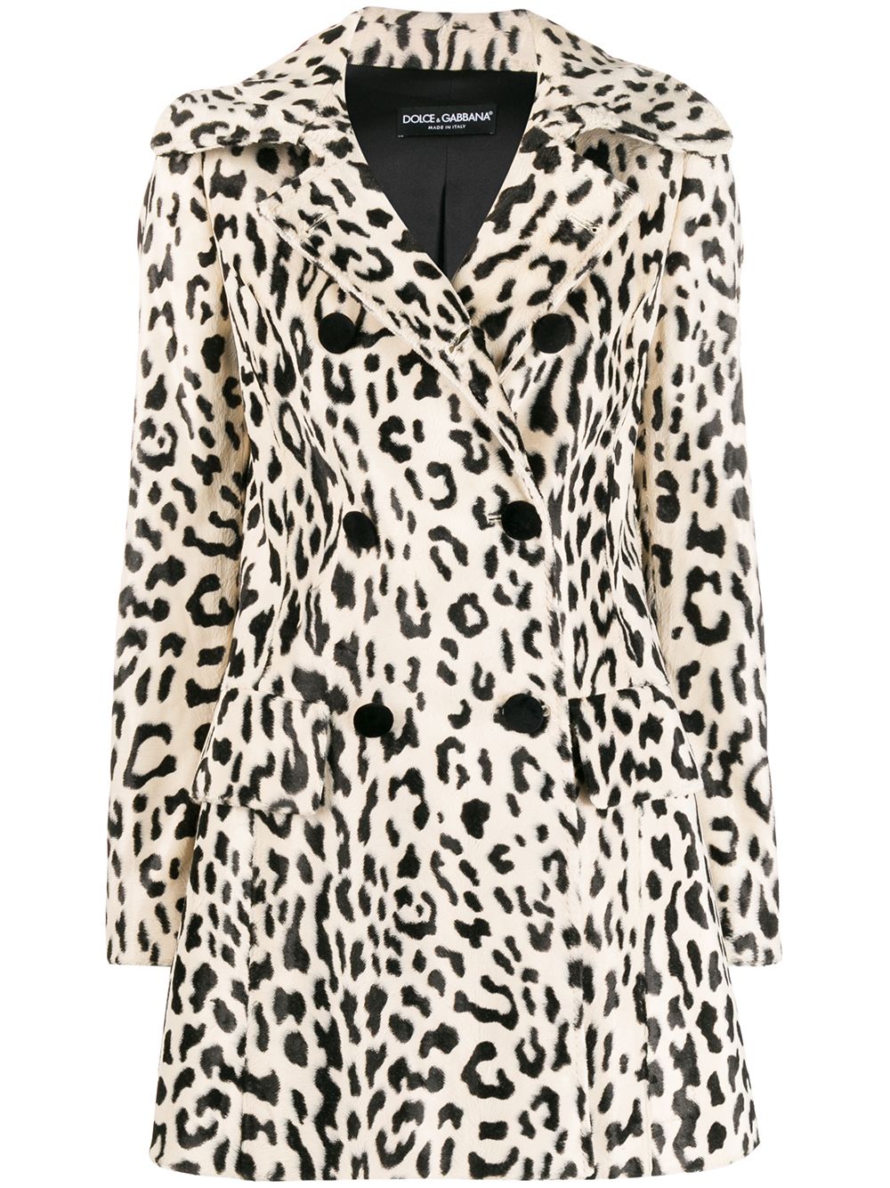 фото Dolce & gabbana двубортное фактурное пальто с леопардовым принтом