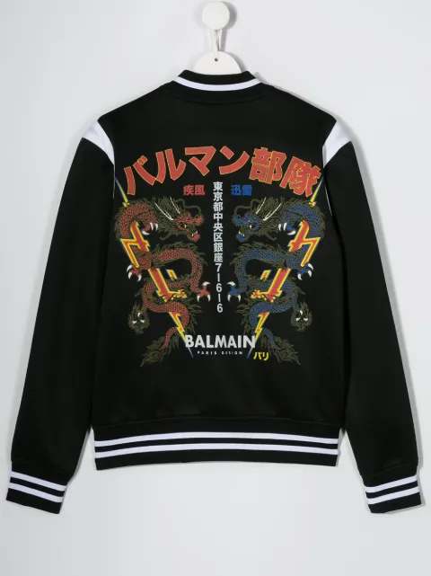 BALMAIN TEEN DRAGON PRINT BOMBER JACKET