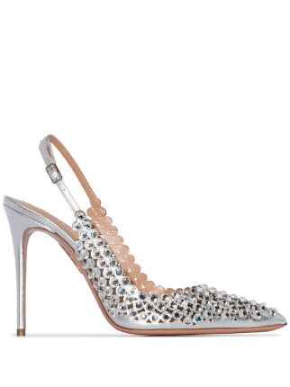 Shop Aquazzura Tequila crystal-embellished pumps with Express Delivery ...