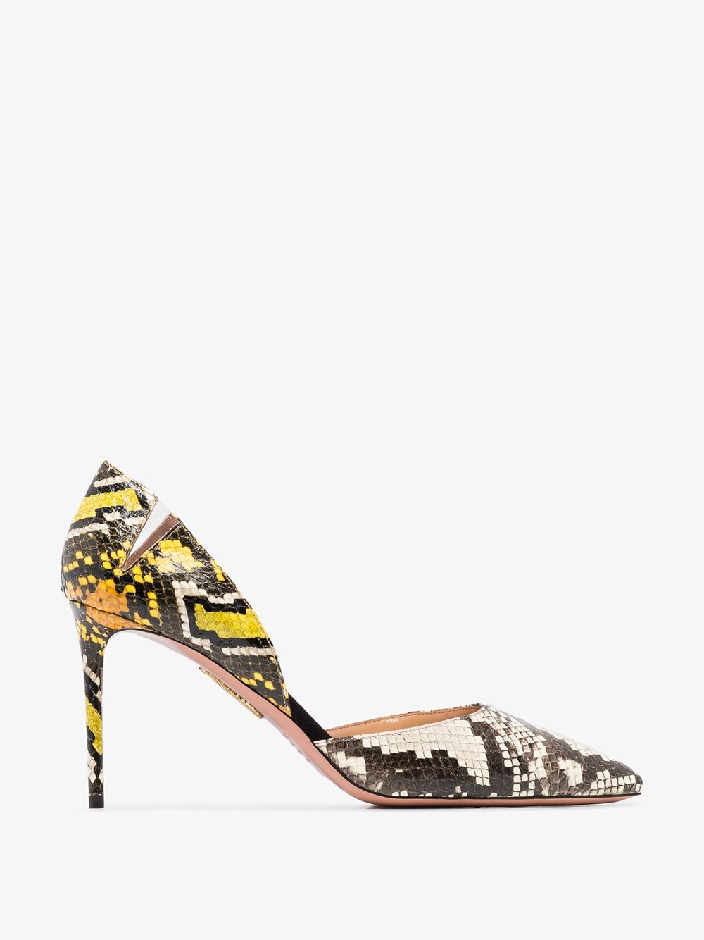 AQUAZZURA MULTICOLOURED 85 SNAKE PRINT LEATHER PUMPS,SHRMIDP0EPVRRB14544816