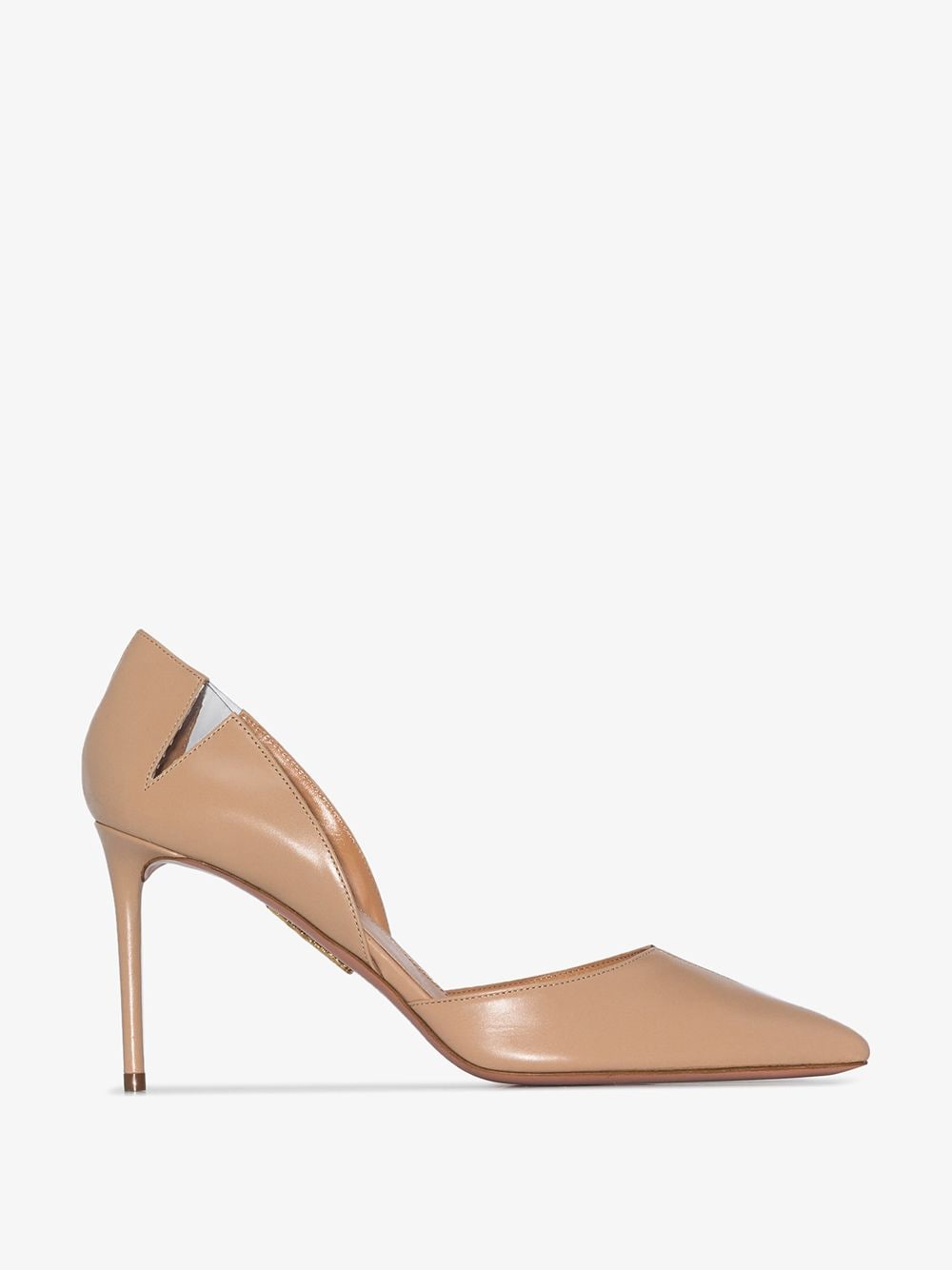 AQUAZZURA NUDE SHARP 85 LEATHER PUMPS,SHRMIDP0NPVNND14544817