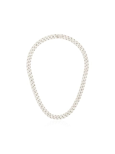 SHAY 18kt white gold mini pavé diamond link necklace