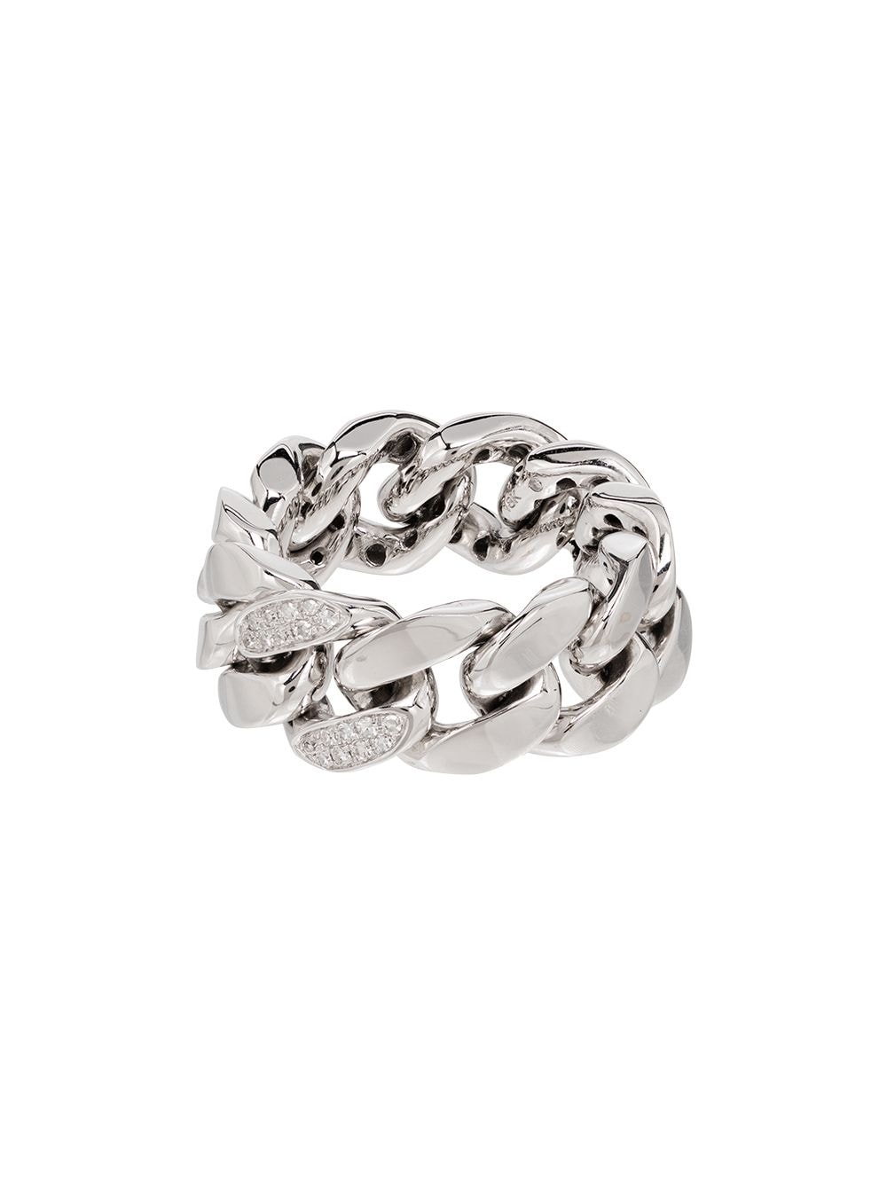18kt white gold pavé diamond link ring