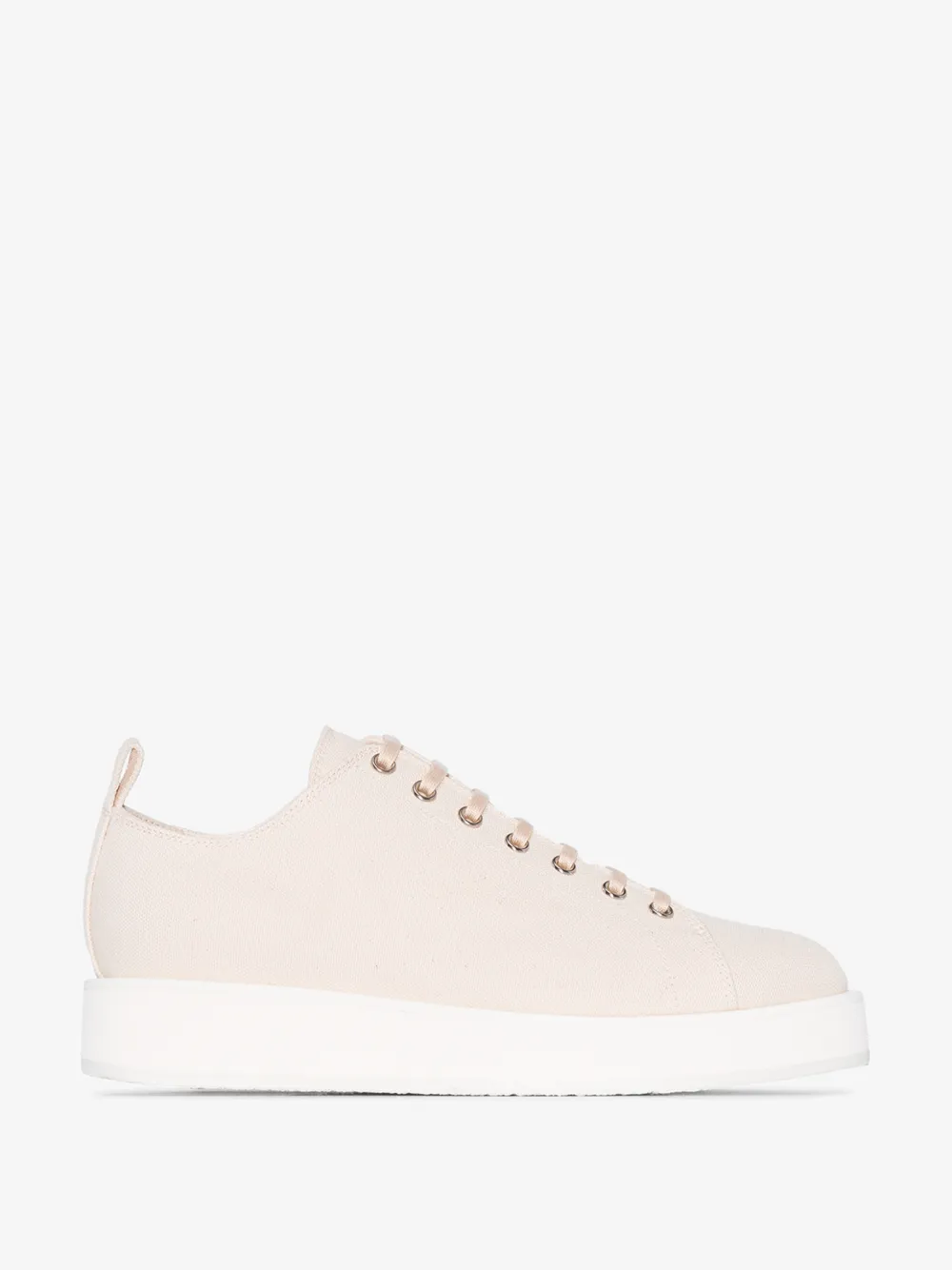 Jil Sander Neutral Flatform Cotton Canvas Low Top Sneakers In Neutrals