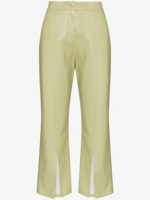 Materiel cropped faux leather flared trousers