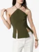 Materiel split hem halter top