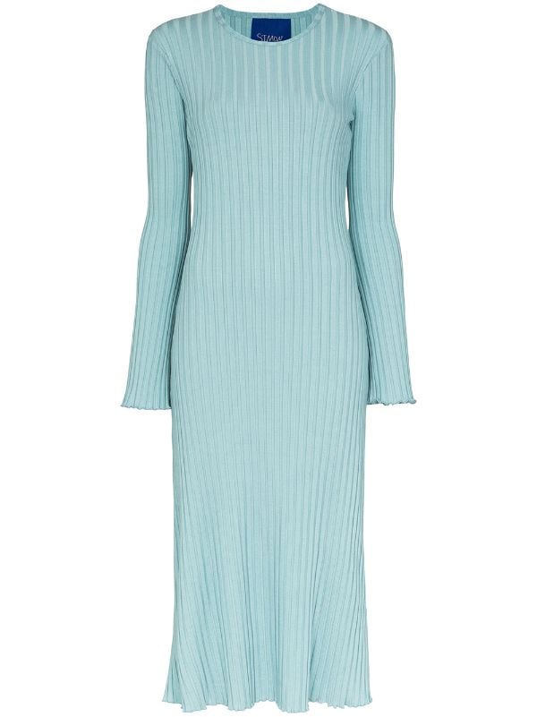 ribbed knit midi dress