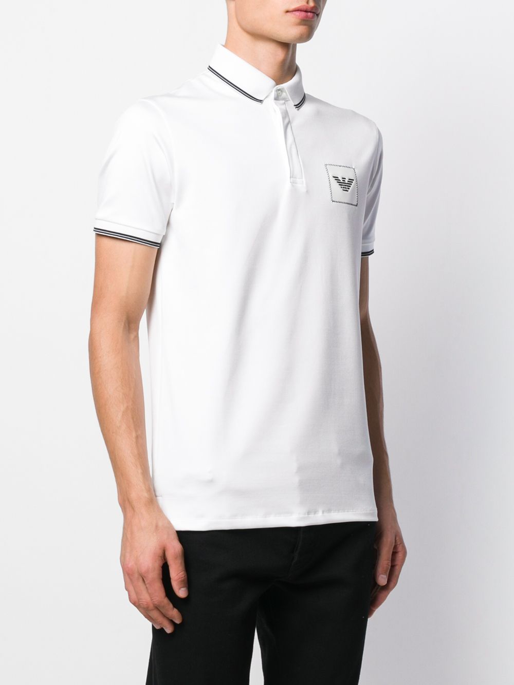 Emporio Armani contrast-tipped logo-embroidered Polo Shirt - Farfetch