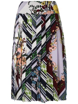 Shop Tory Burch floral-print pleated skirt with Express Delivery - FARFETCH