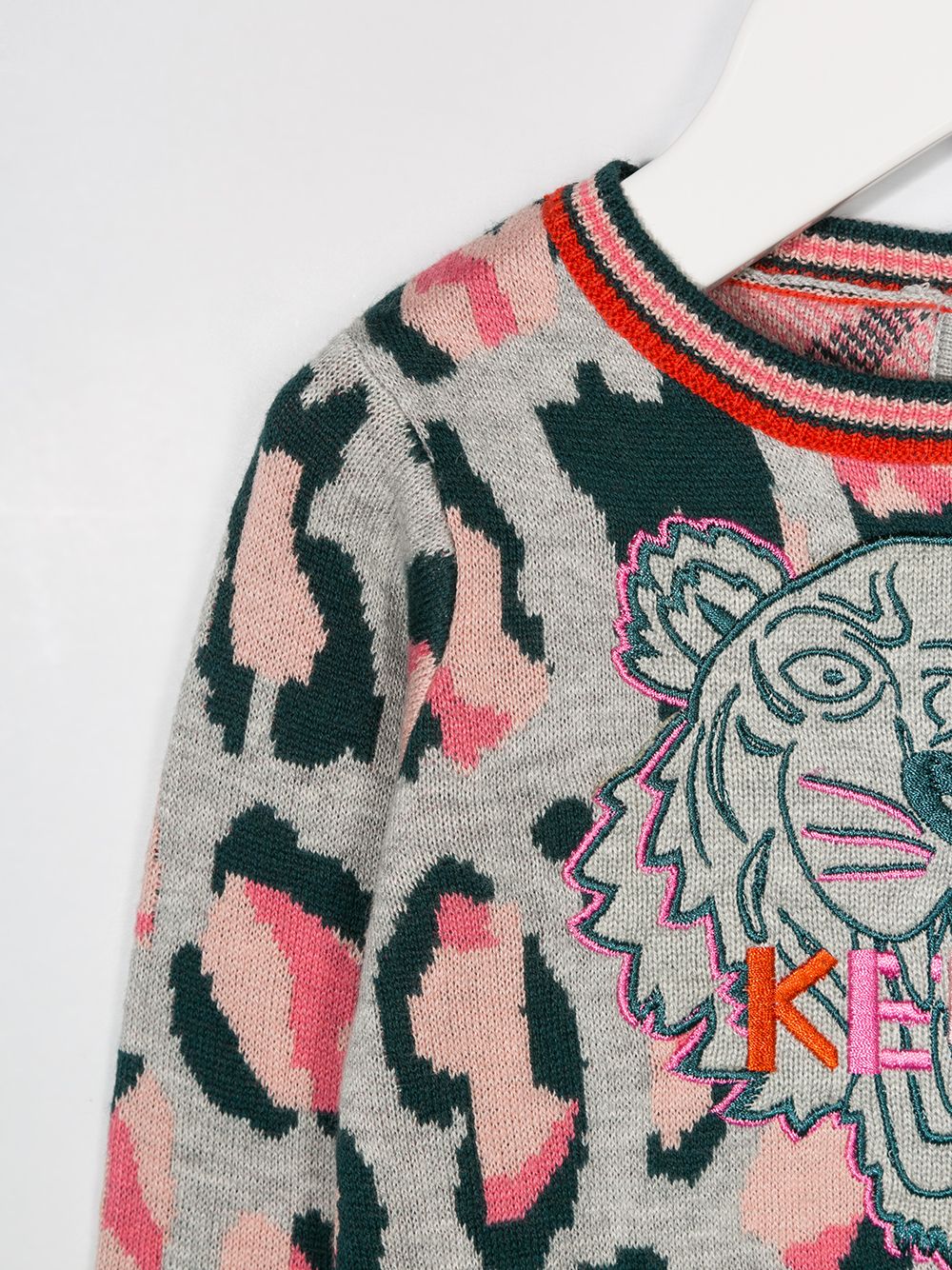 фото Kenzo kids трикотажное платье с вышивкой tiger