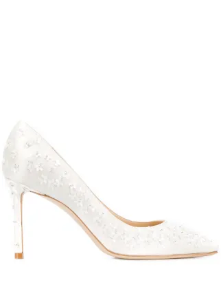 Shop white Jimmy Choo Romy 85mm floral 