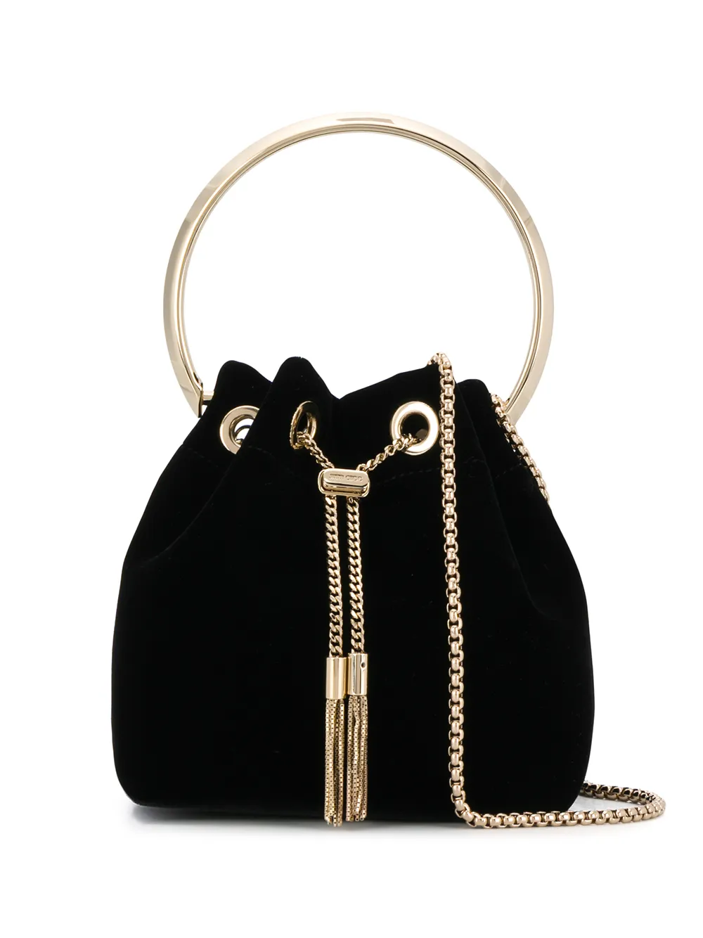 Jimmy choo Bon Bon Tophandle Clutch with Chain Strap (Black)