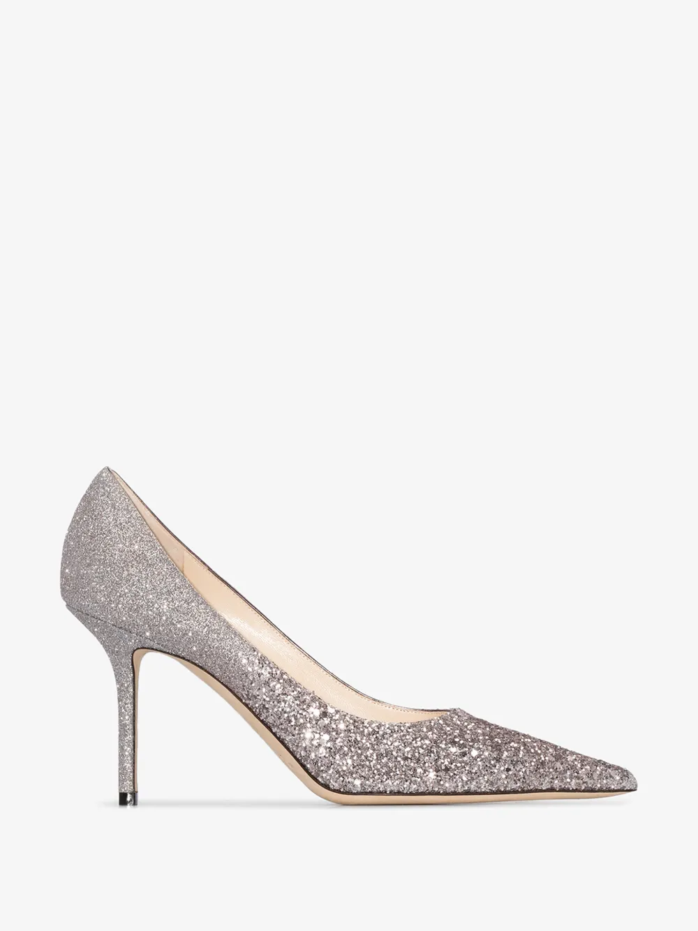 JIMMY CHOO PURPLE SILVER LOVE 85 GLITTER PUMPS LOVE85VLD14548756