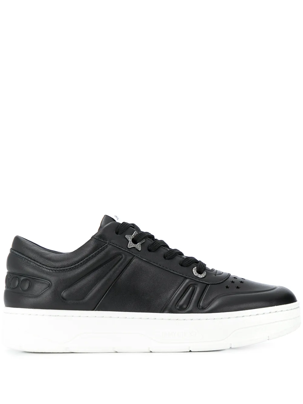 Click to view more detailed imagery on our partner's website Jimmy Choo 30mm Hawaii Leather Sneakers In Black