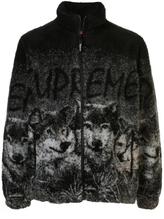 supreme wolf fleece jacket black