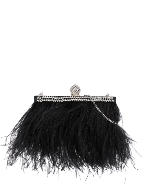 Click to view more detailed imagery on our partner's website Jimmy Choo Celeste Ostrich Feather Satin Clutch In Black